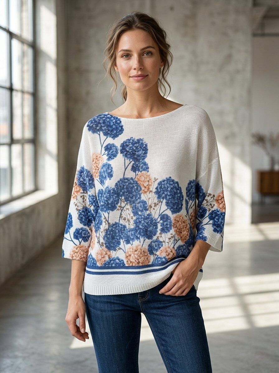 Wholesaler 168 Fashion - Lightweight Sweater with Print