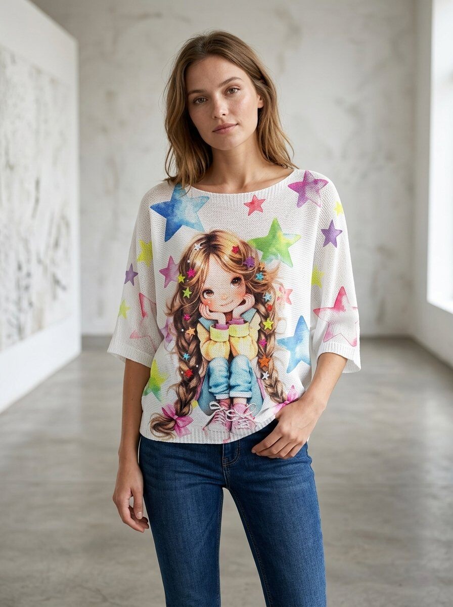 Wholesaler 168 Fashion - Lightweight Sweater with Print