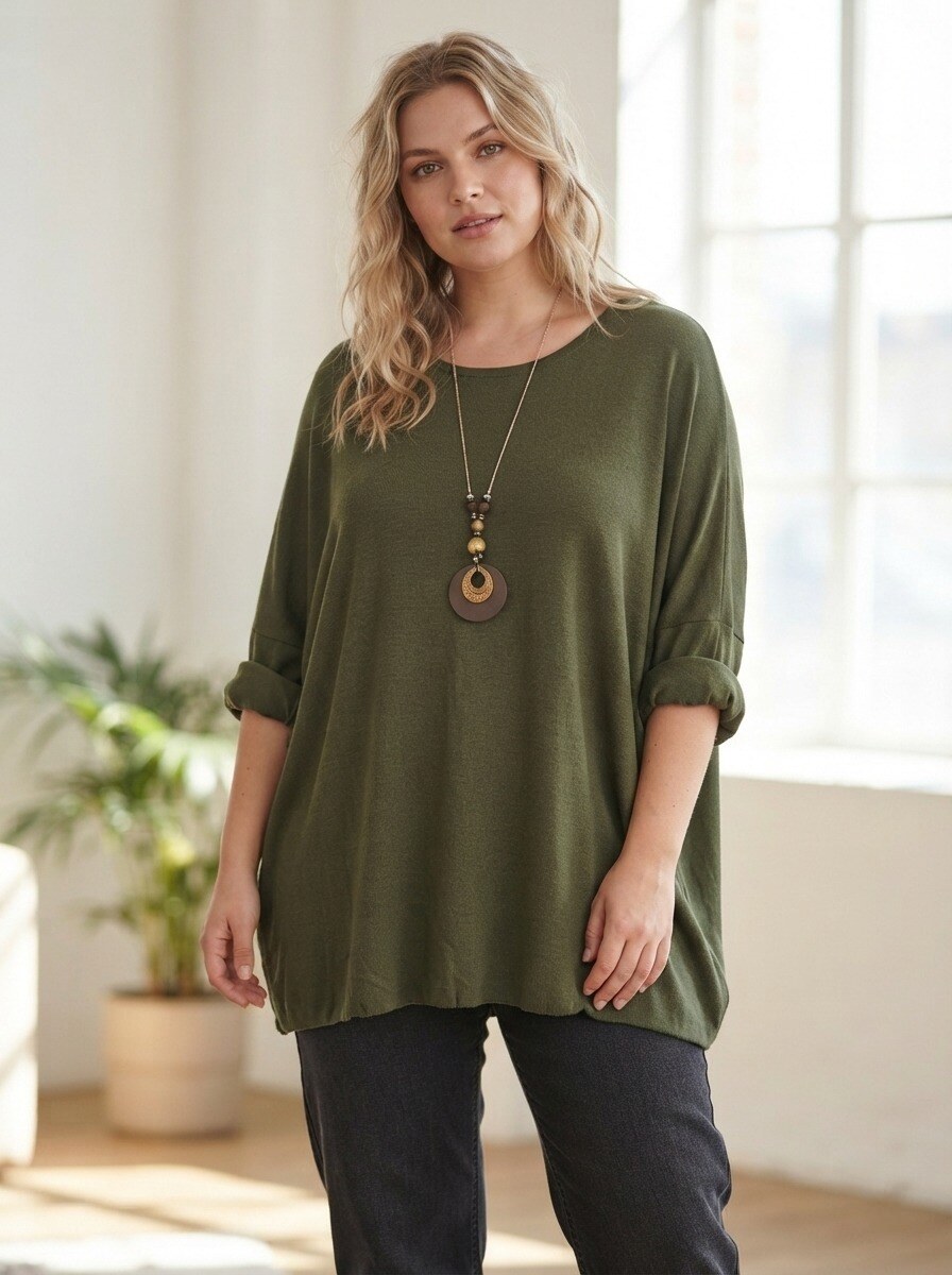 Grossiste 168 Fashion - Pull oversize à manches longues avec collier assorti inclus