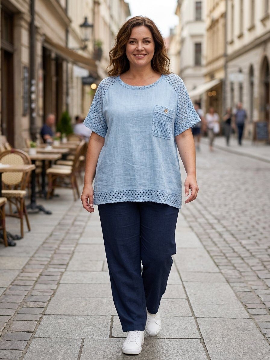 Wholesaler 168 Fashion - Curvy Sweater with Pearl Button Pocket