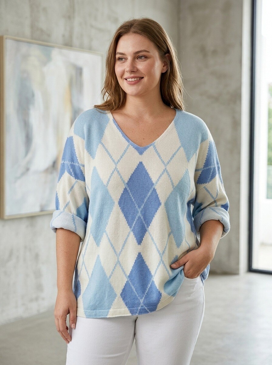 Großhändler 168 Fashion - Langarmshirt mit V-Ausschnitt und Druck