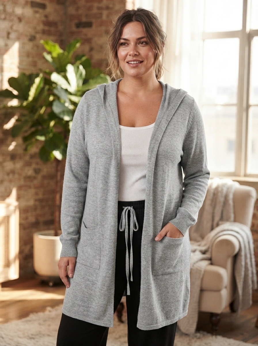 Grossiste 168 Fashion - Cardigan long ouvert avec capuche et poches avant