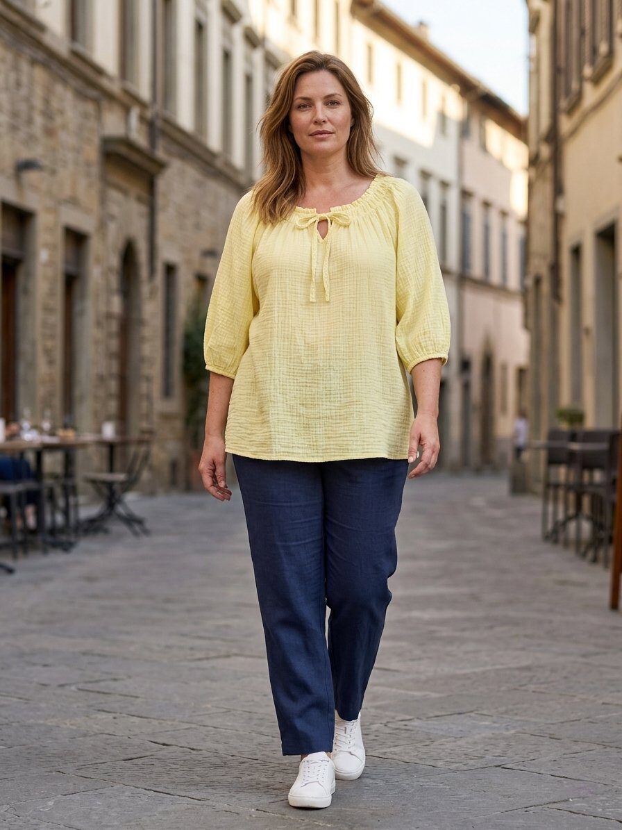 Wholesaler 168 Fashion - Blouse with elbow-length sleeves and elastic