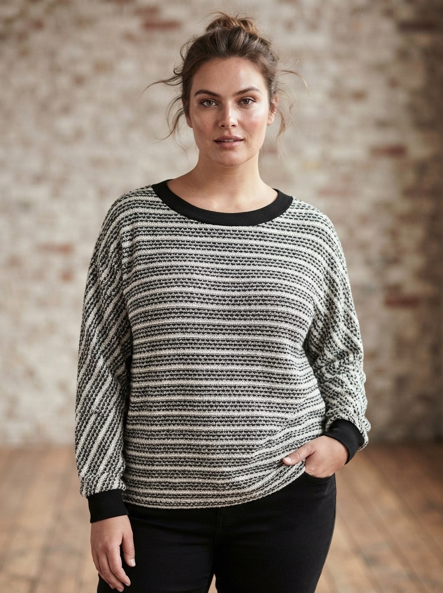 Wholesaler 168 Fashion - Fine knit sweater with striped pattern and ribbed details