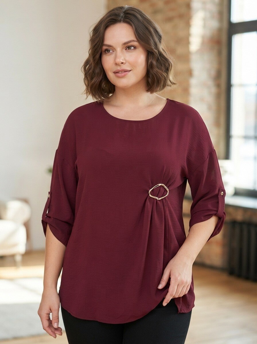 Wholesaler 168 Fashion - Soft blouse with metal side detail and adjustable sleeves