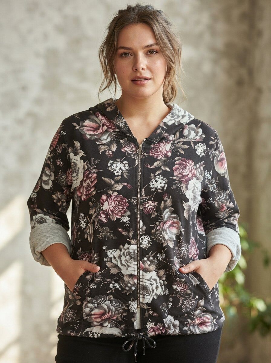 Großhändler 168 Fashion - Jacke/Kapuzenpullover mit Komplett-Reißverschluss und Druck