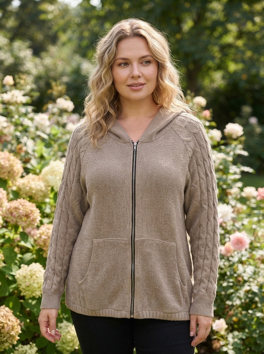 Grossiste 168 Fashion - Veste à capuche avec manches en maille torsadée