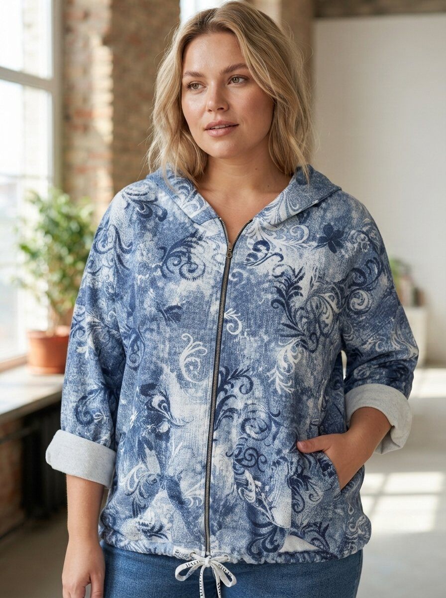 Großhändler 168 Fashion - Jacke/Kapuzenpullover mit Komplett-Reißverschluss und Druck