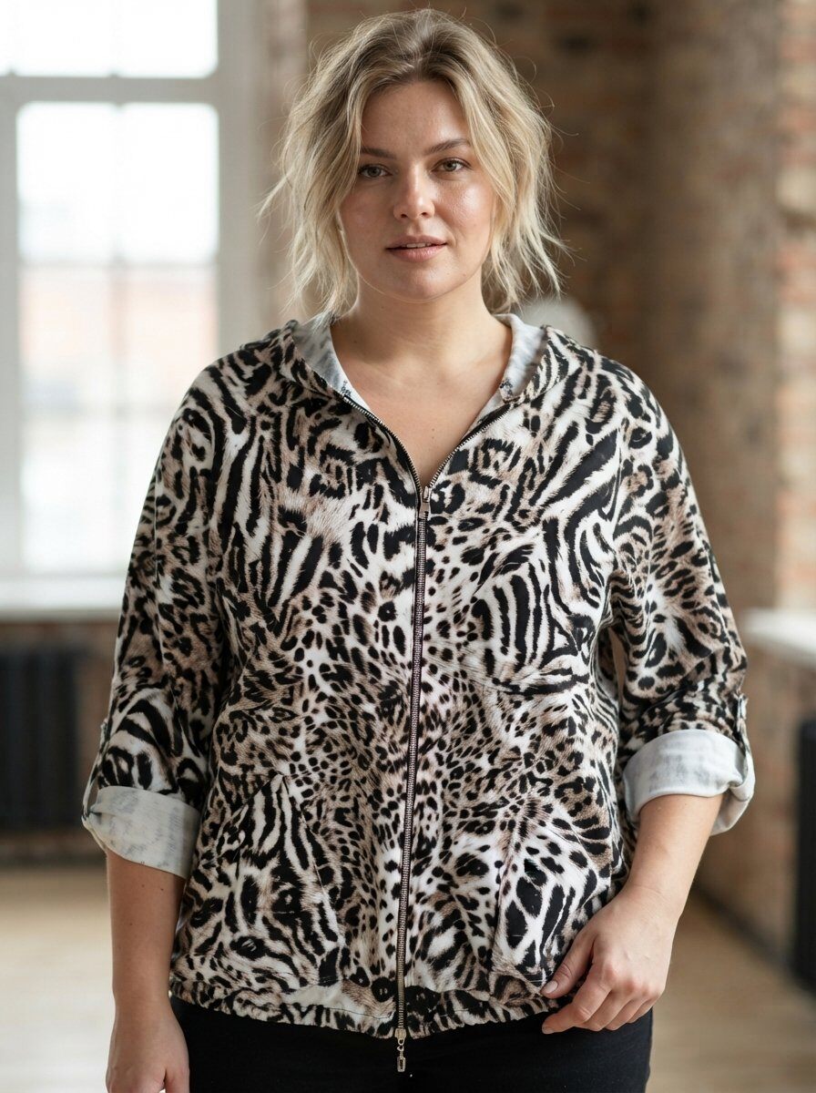 Großhändler 168 Fashion - Jacke/Kapuzenpullover mit Komplett-Reißverschluss und Druck