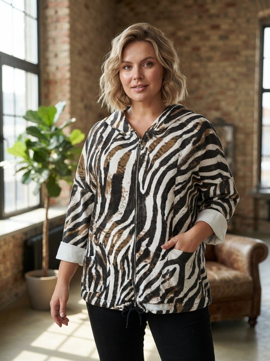 Großhändler 168 Fashion - Jacke/Kapuzenpullover mit Komplett-Reißverschluss und Druck