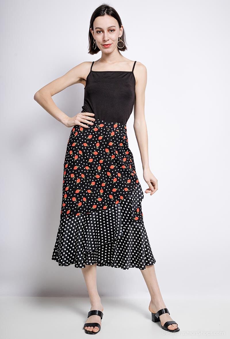 Wholesaler 17 AUGUST - Midi spotted skirt