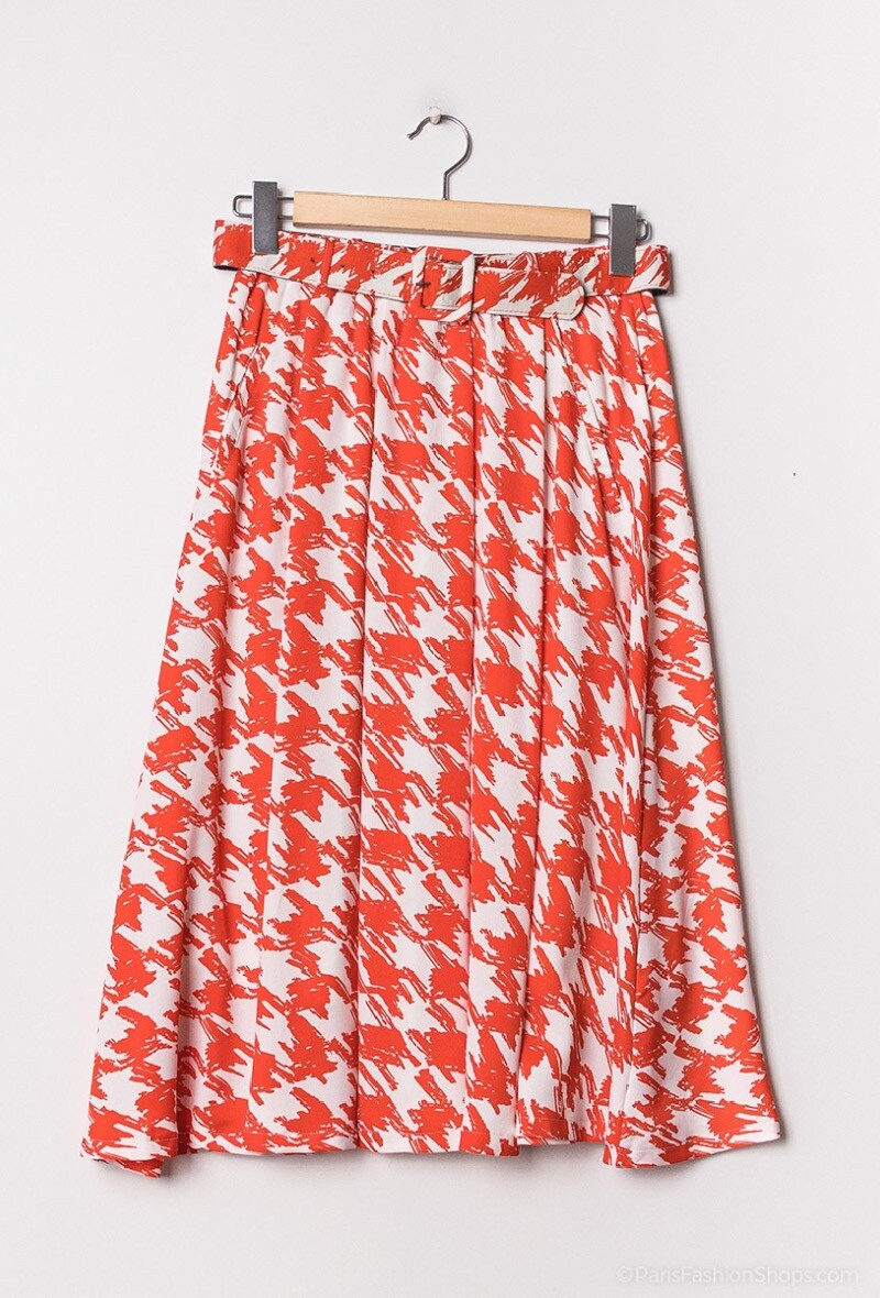 Grossiste 17 AUGUST - Jupe midi pied de poule avec ceinture