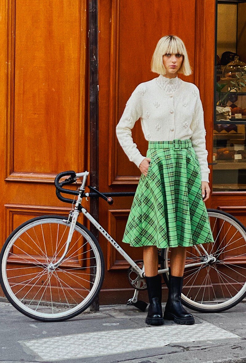 Wholesaler 17 AUGUST - Check midi skirt
