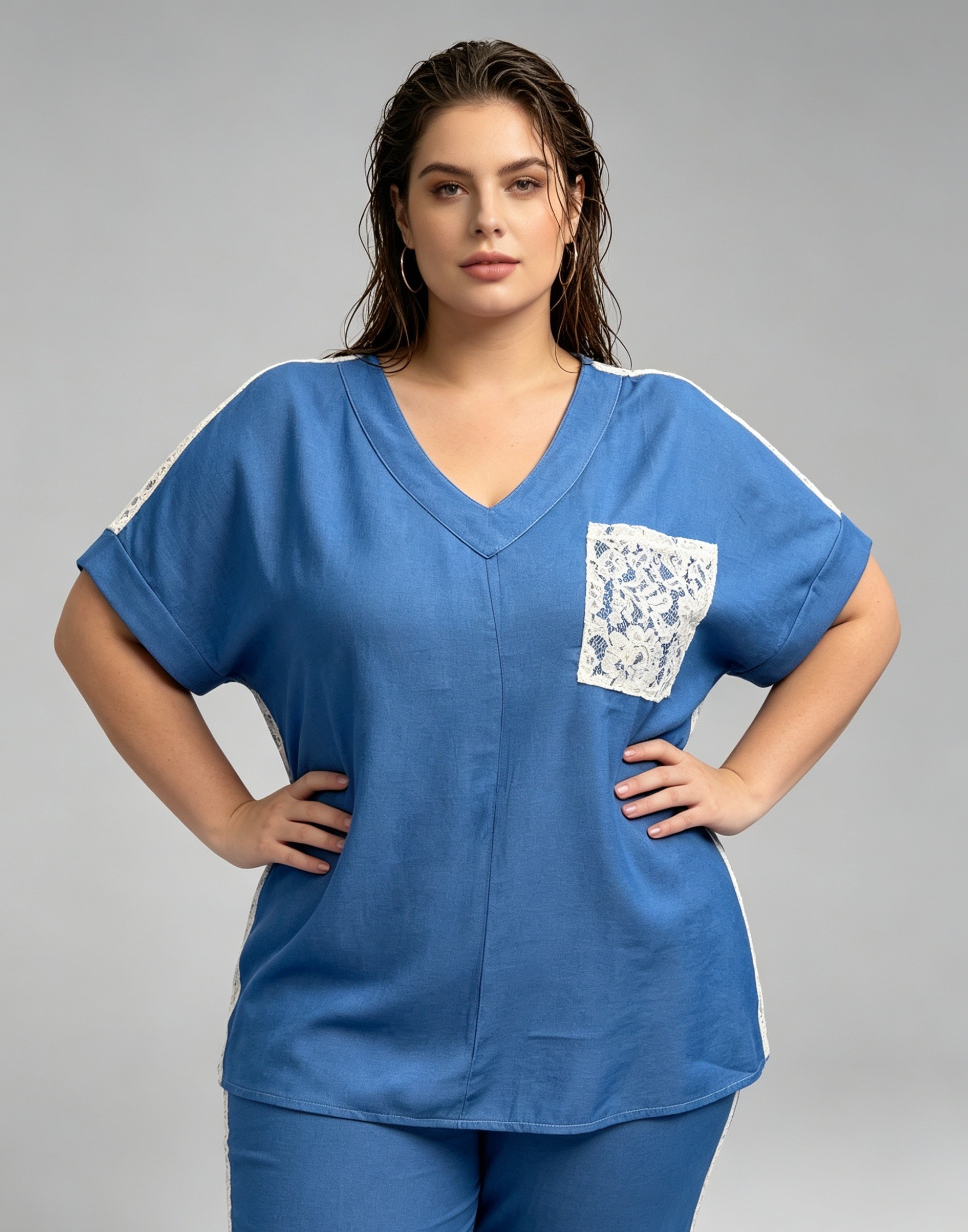 Mayorista 2W Paris (Grande taille / Plus Size ) - Top de talla grande con espalda de encaje tallas 46 a 60
