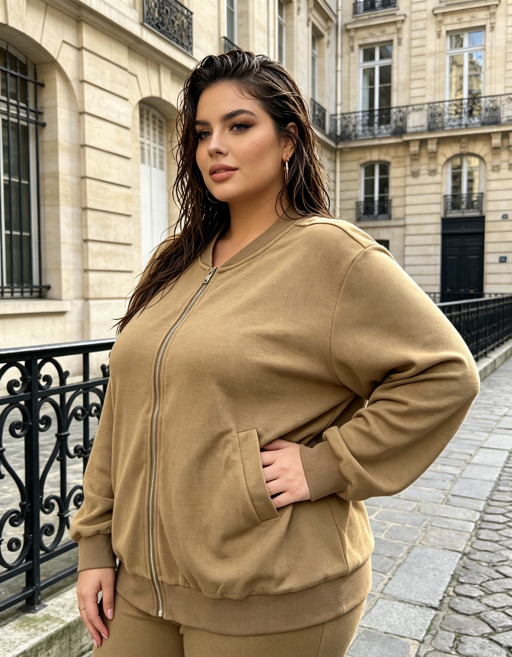 Wholesaler 2W Paris (Grande taille / Plus Size ) - Women's Plus Size Lightweight Waffle Fabric Jacket from Size 46 to 60
