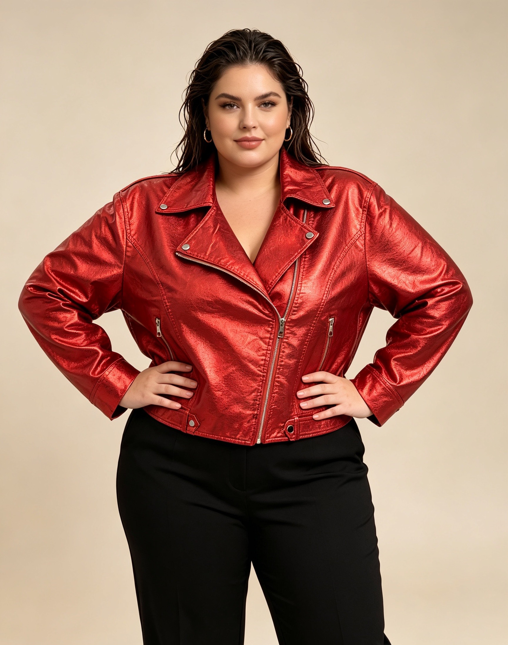 Wholesaler 2W Paris (Grande taille / Plus Size ) - Plus size faux leather jacket from size 46 to 60
