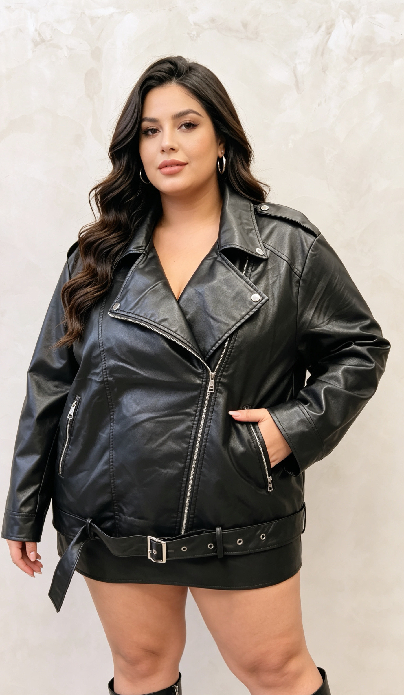 Wholesaler 2W Paris (Grande taille / Plus Size ) - Plus size faux leather jacket from size 46 to 60