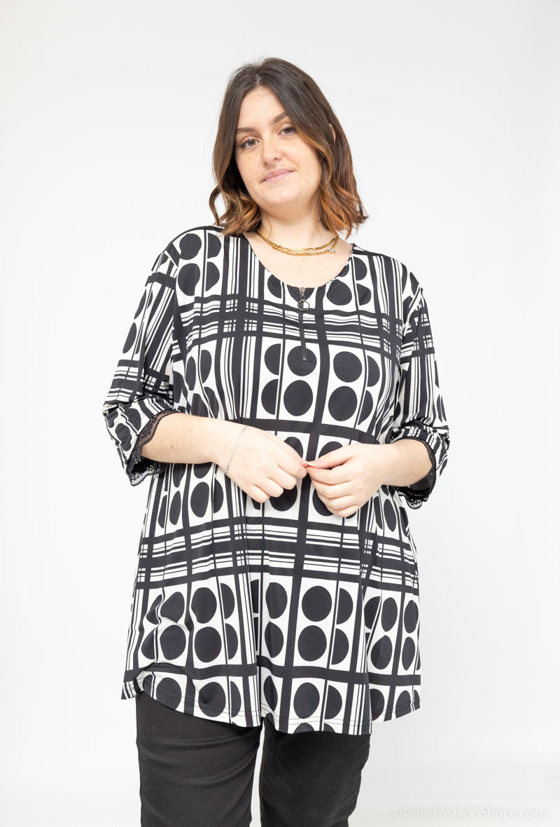 Grossiste 2W Paris - Blouse manches avec dentelles en col Zippé