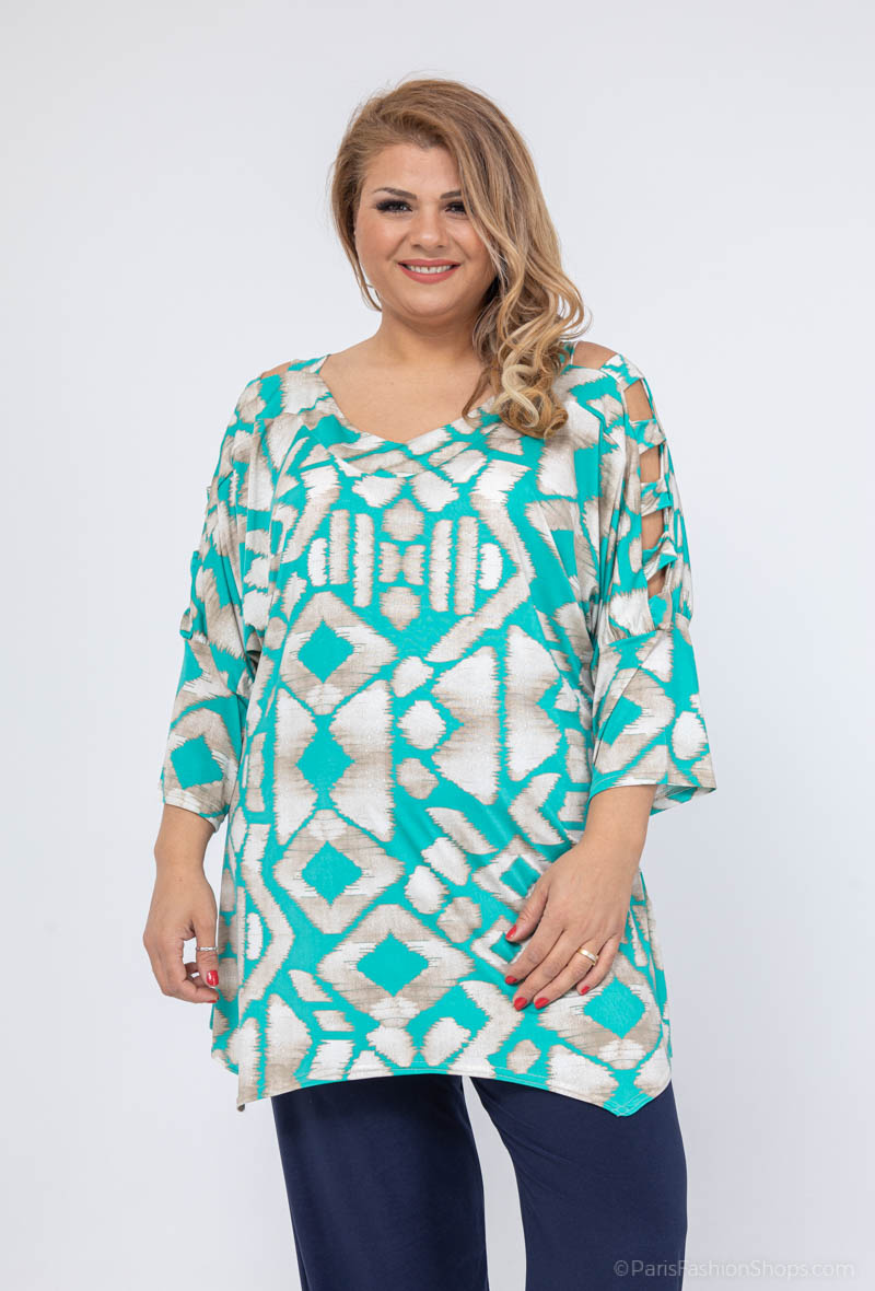 Grossiste 2W Paris - Blouse imprimé à manches ajourées