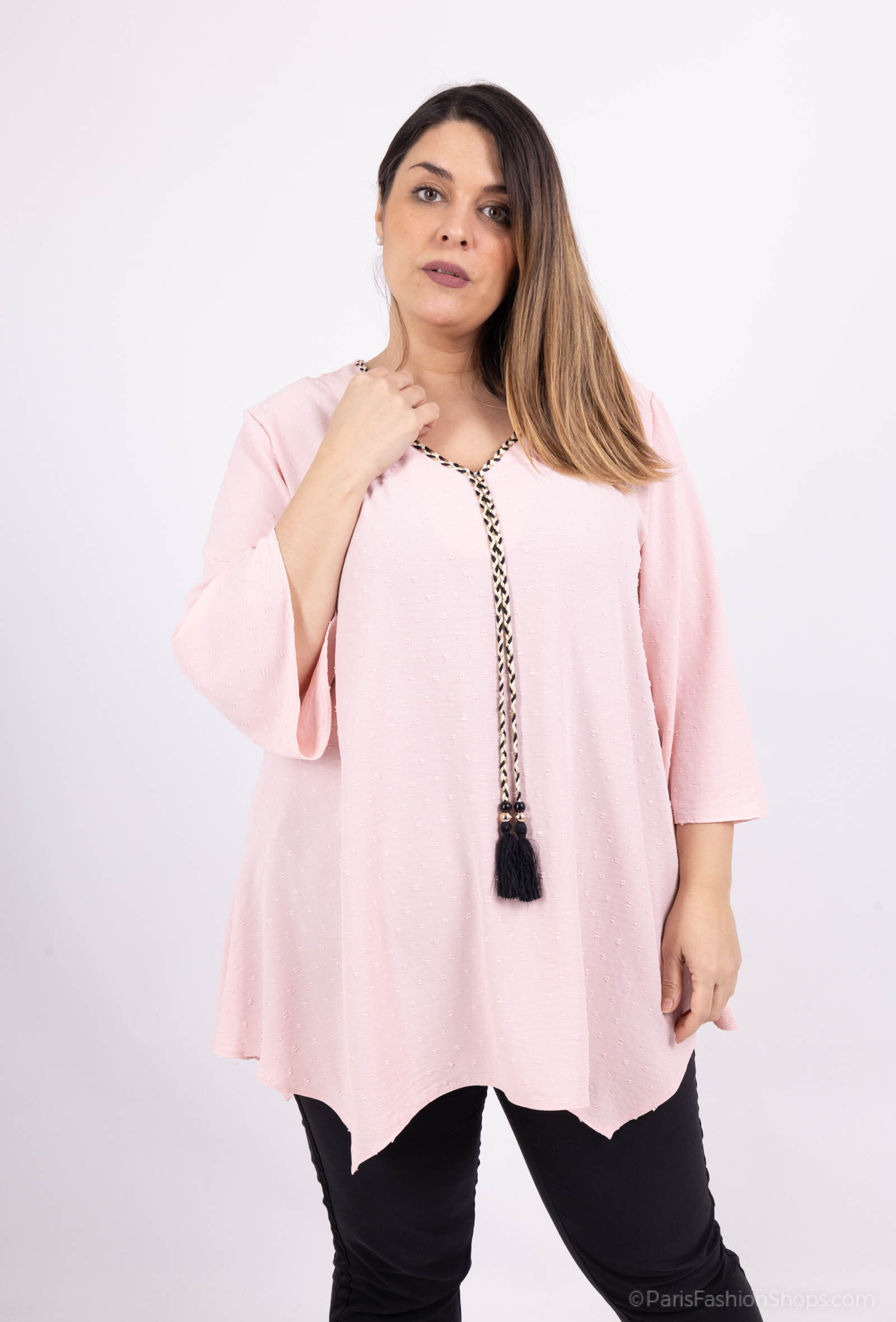 Grossiste 2W Paris - Blouse à nœud manches 3/4 en évasées