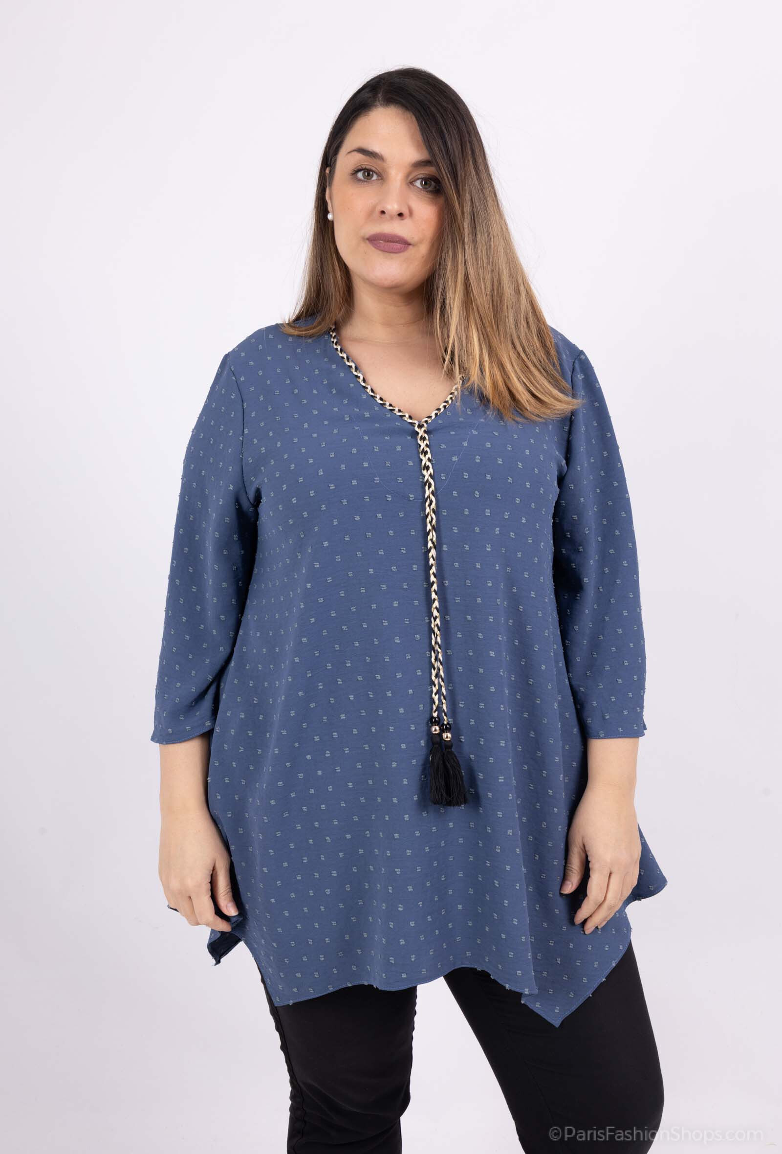 Grossista 2W Paris - Blusa con fiocco e maniche svasate a 3/4