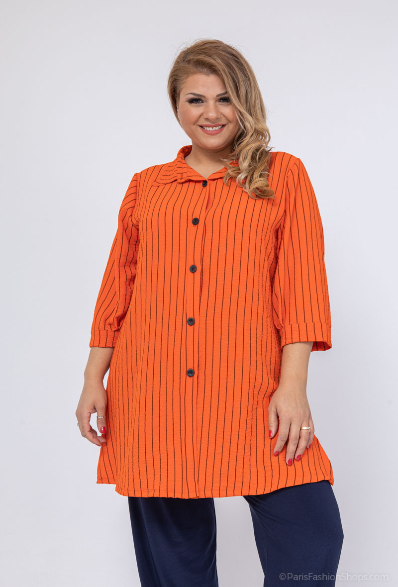 Grossiste 2W Paris - Chemise à rayures en manches 3/4