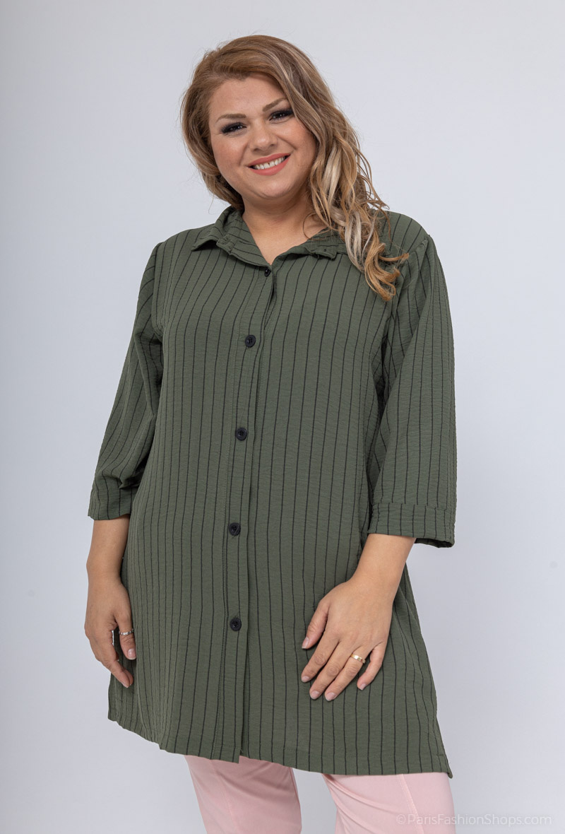 Grossiste 2W Paris - Chemise à rayures en manches 3/4