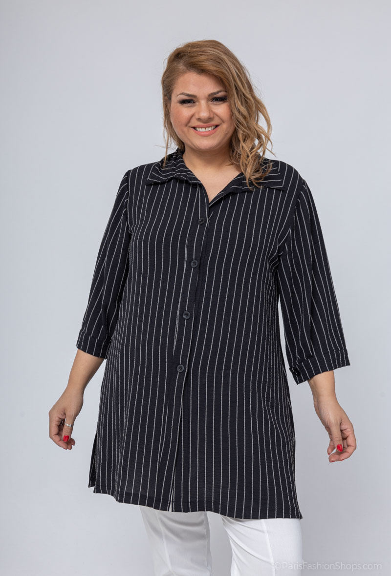 Grossiste 2W Paris - Chemise à rayures en manches 3/4