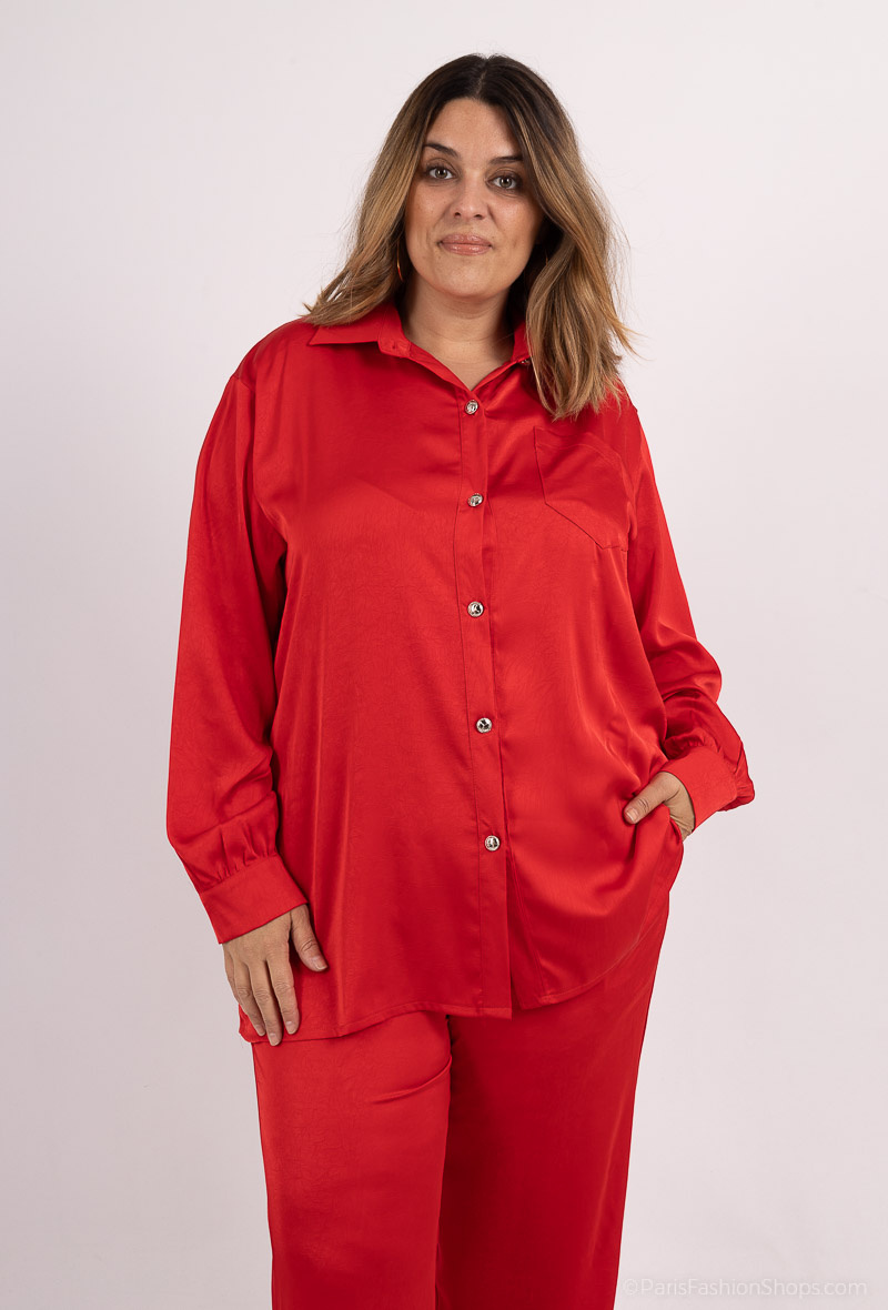 Mayorista 2W Paris - Camisas con botones de satén de un solo color
