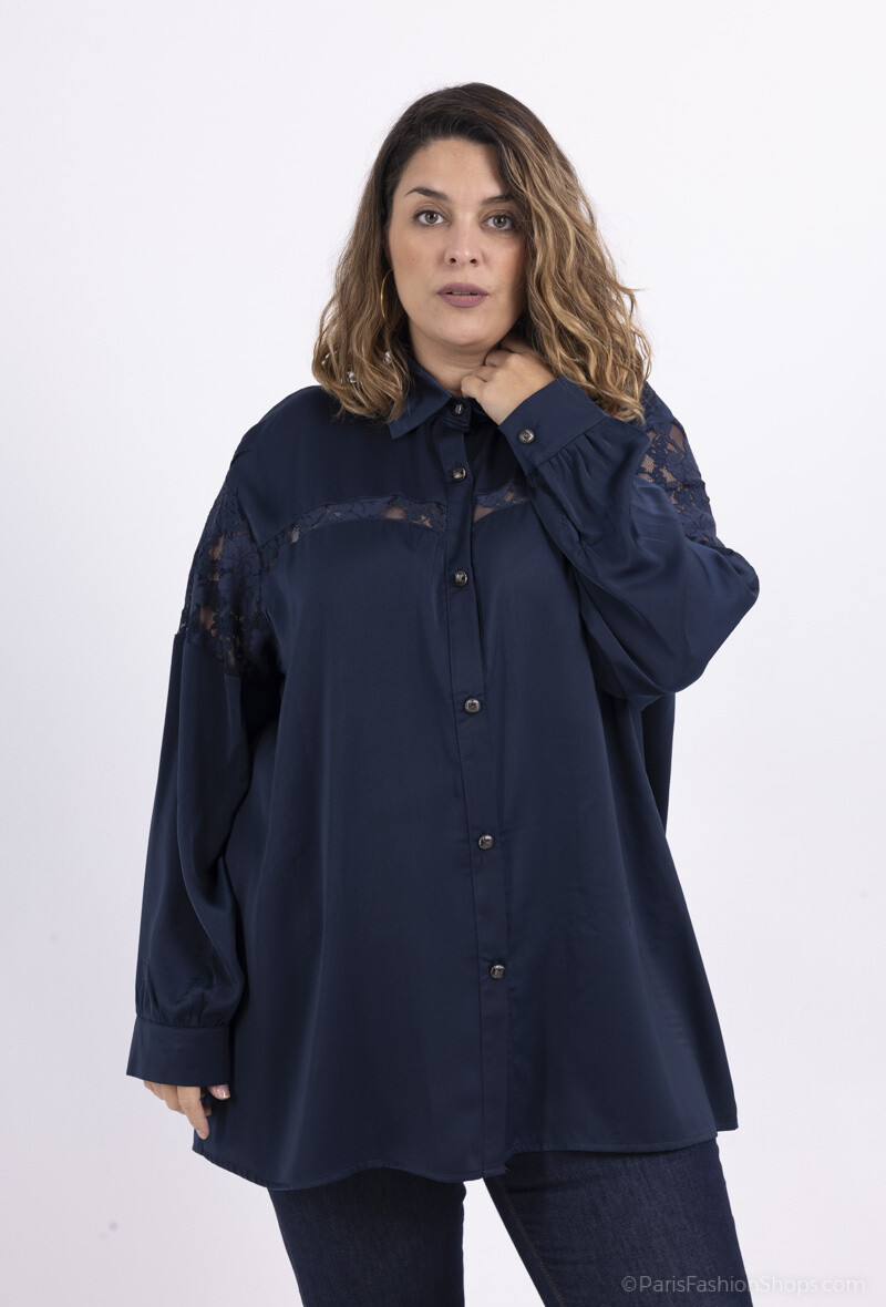 Grossiste 2W Paris - Chemise à satine en avec dentelle