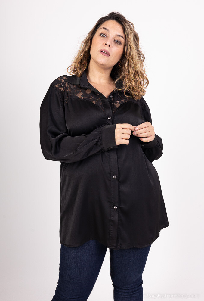 Grossiste 2W Paris - Chemise à satine en avec dentelle