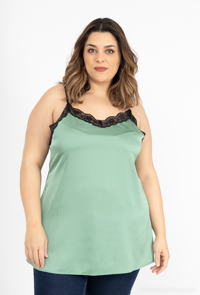 Wholesaler 2W Paris - satin lace thin strap tank top