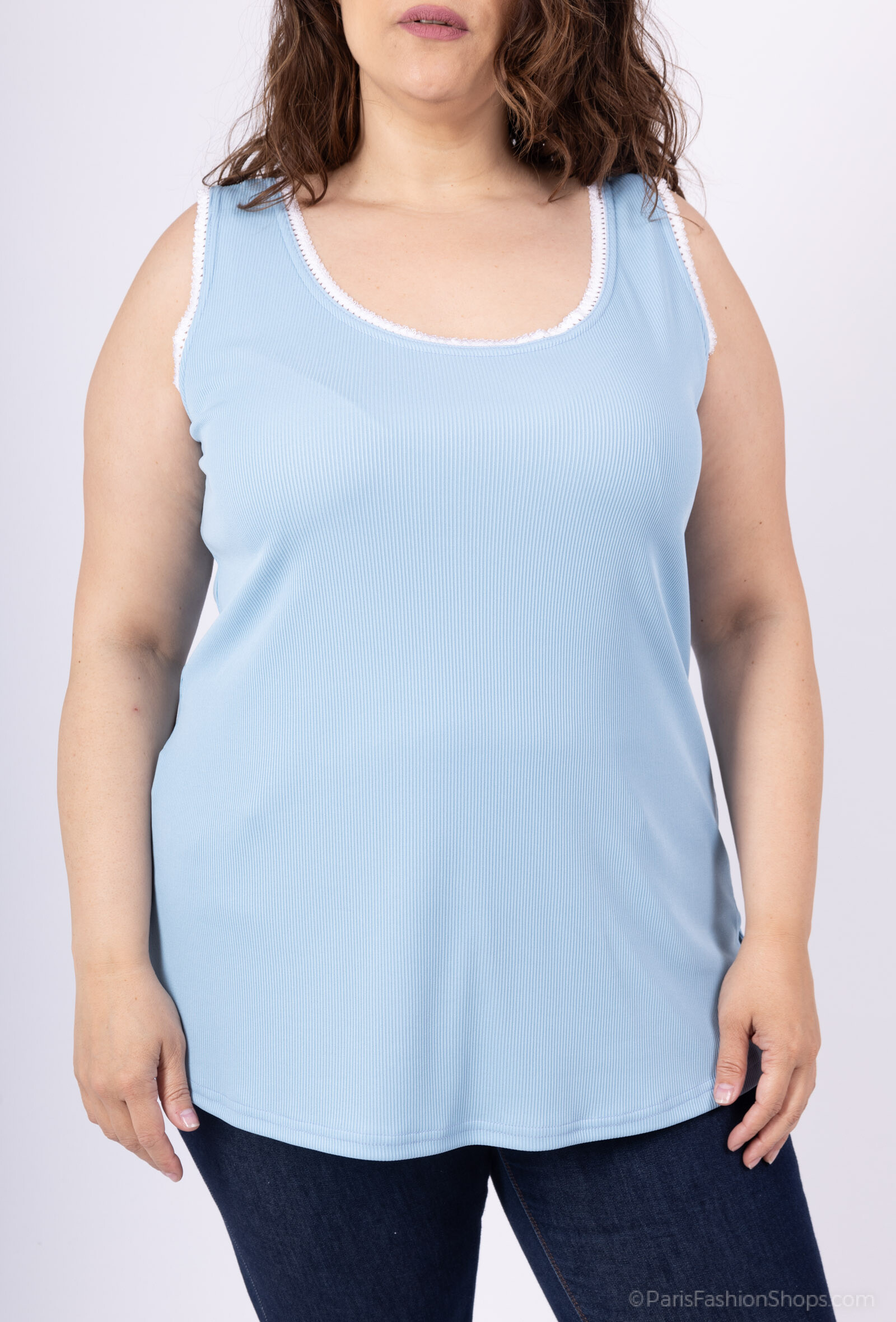Wholesaler 2W Paris - Summer tank top for women with round lace round neck