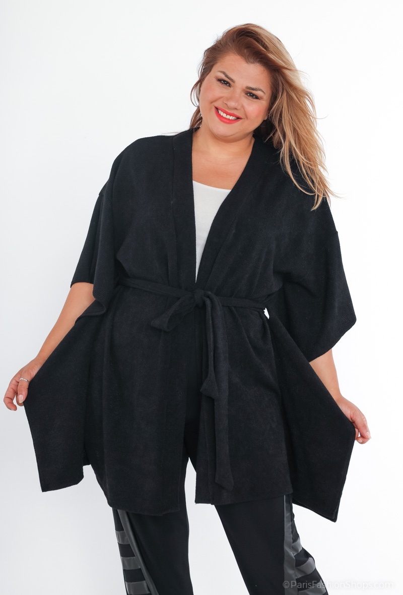 Wholesaler 2W Paris - Sleeveless Batwing Cardigan with Belt