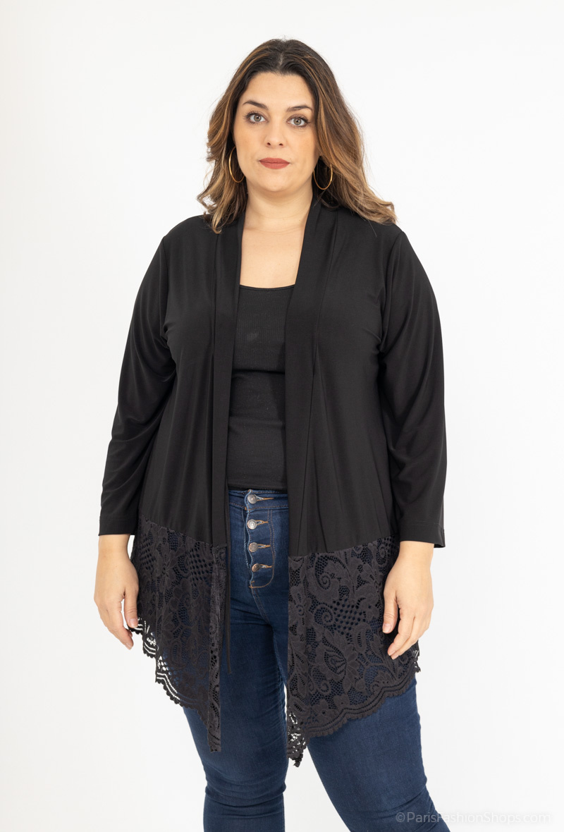 Wholesaler 2W Paris - Flowy bow cardigan with lace