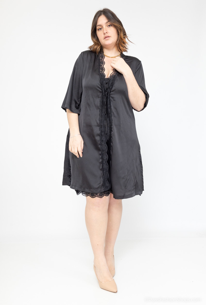 Wholesaler 2W Paris - Satin Lace Hem Nightgown