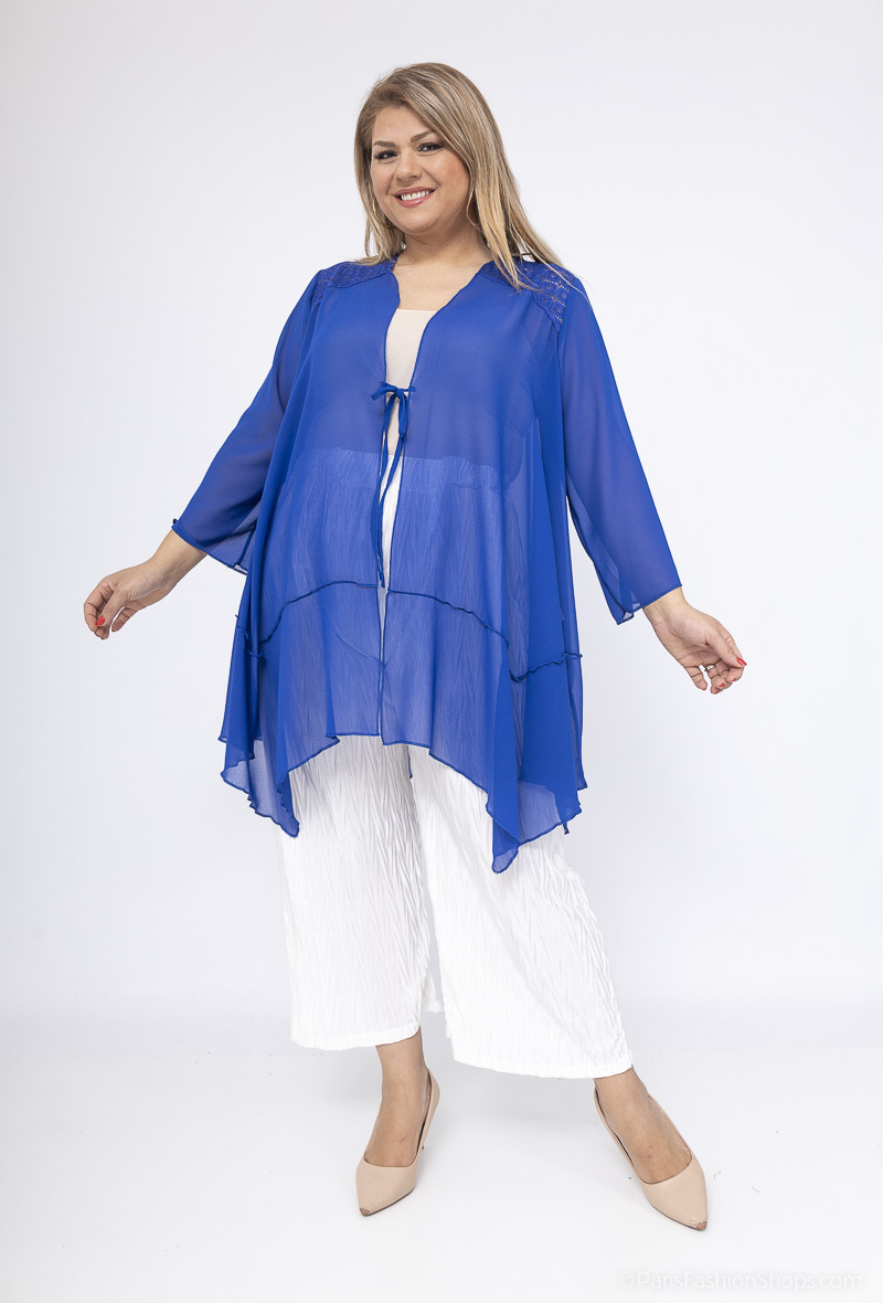 Wholesaler 2W Paris - Long veil lace cardigan with bow