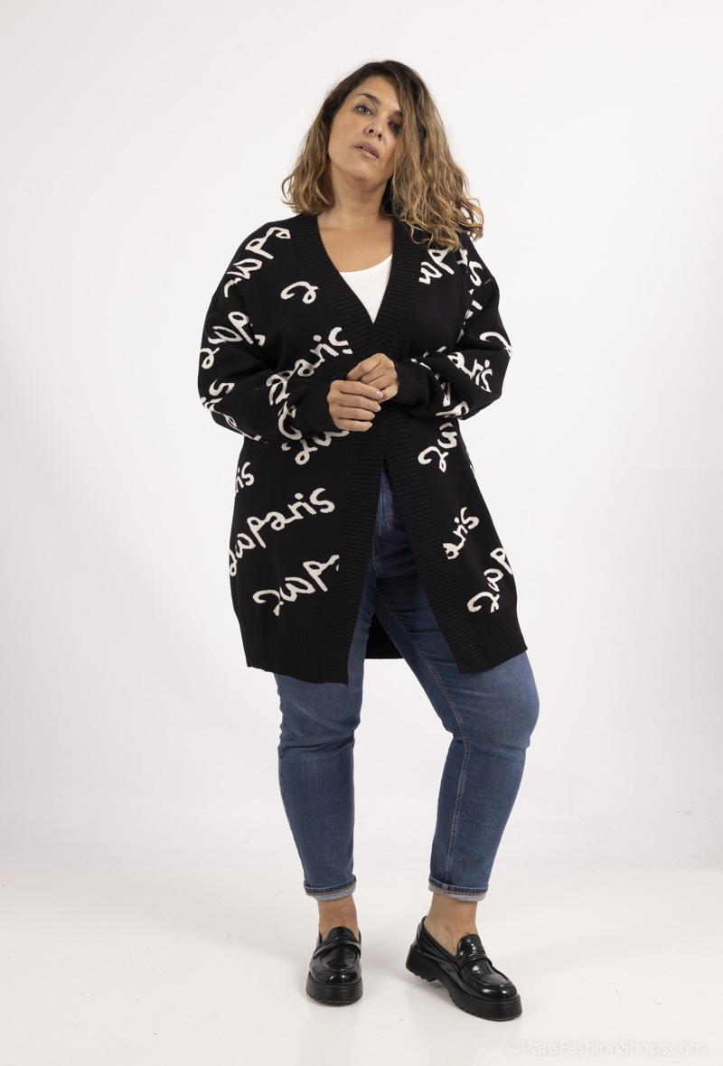 Wholesaler 2W Paris - Letter pattern cardigan in 2Wparis with button