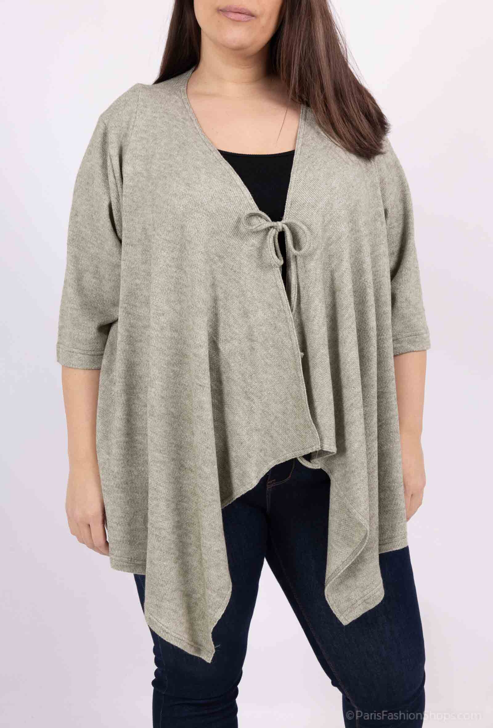 Großhändler 2W Paris - Fließender Cardigan mit Strickschleife