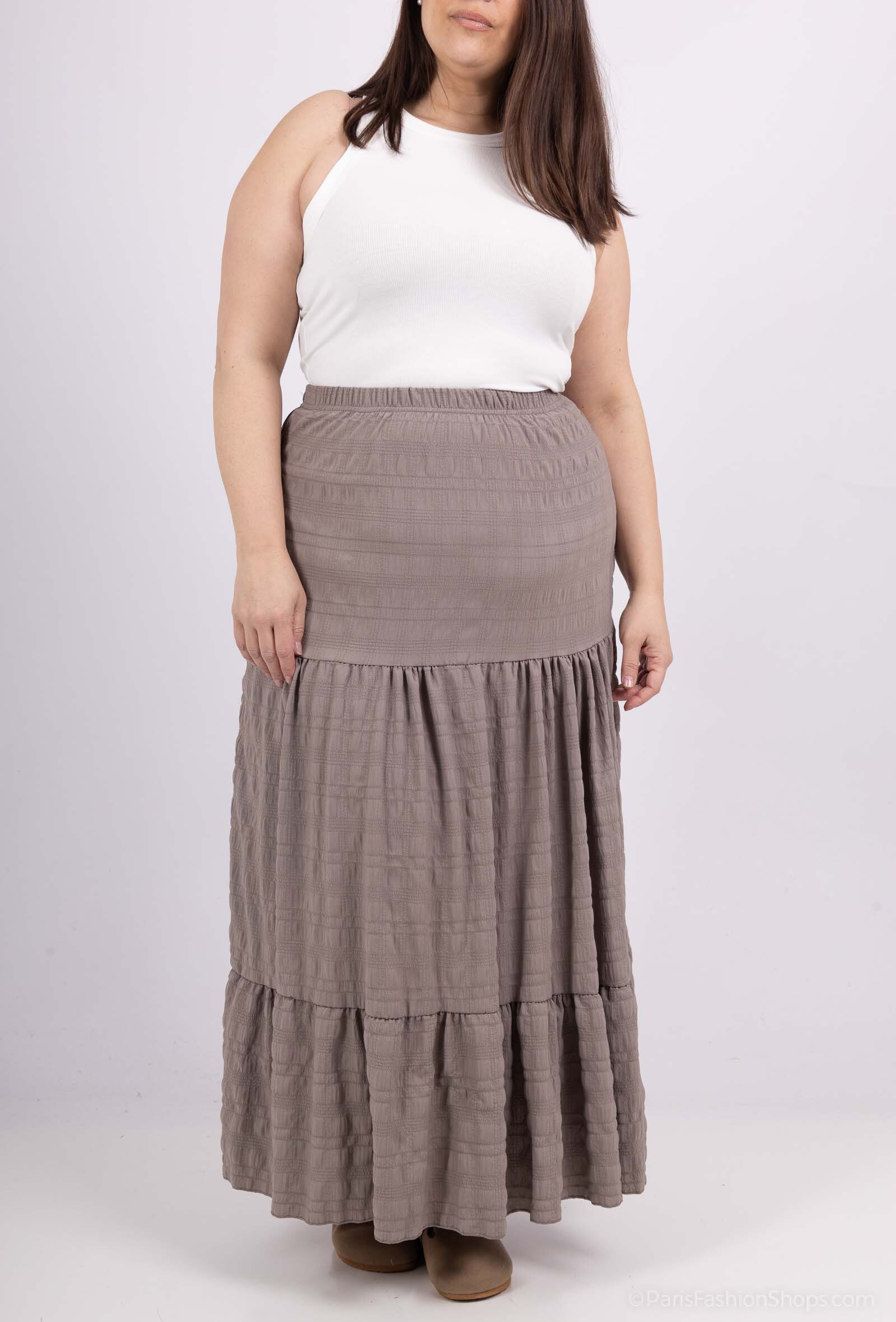 Wholesaler 2W Paris - Long -colored skirt with high waist and flying at the hemmerlet