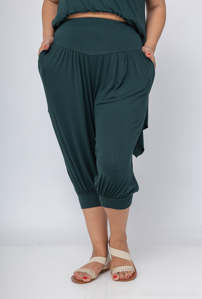 Wholesaler 2W Paris - Seven-point plain cropped pants with elastic waist