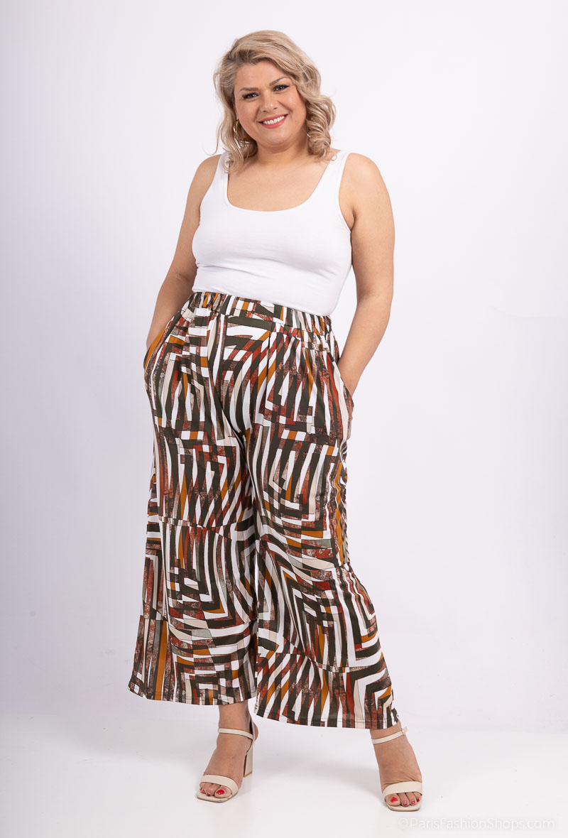 Wholesaler 2W Paris - Flared Fluid print cropped pants with pockets