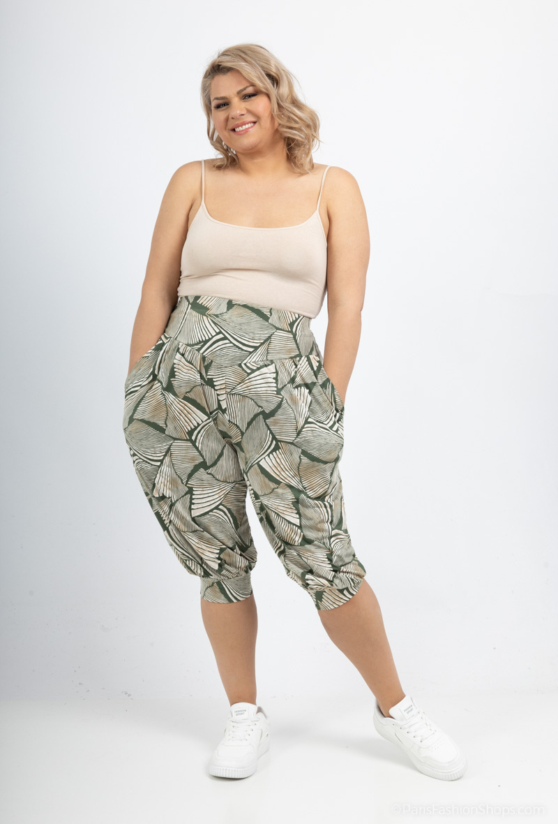 Grossista 2W Paris - Pantaloni cropped con stampa a sette punti e vita elastica