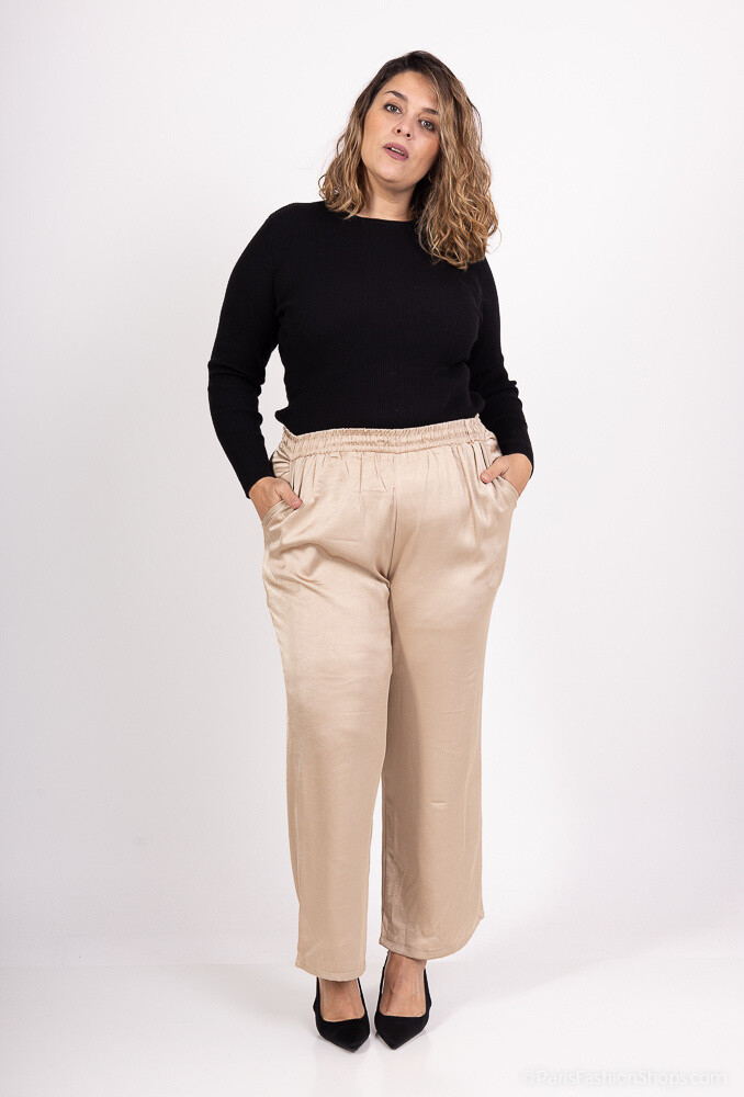 Wholesaler 2W Paris - Solid Wide Leg Satin Trousers