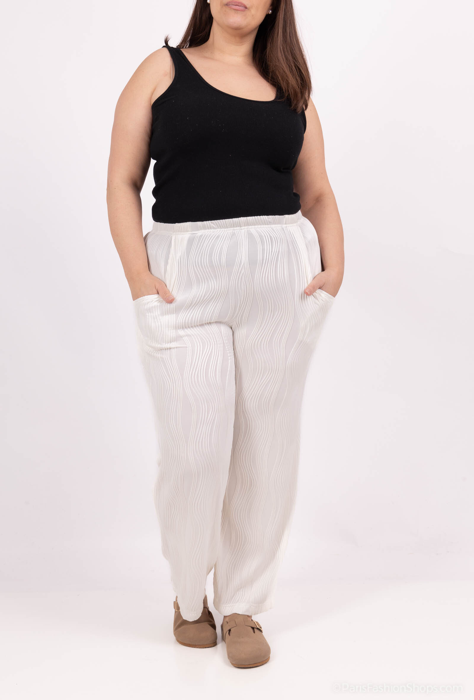 Wholesaler 2W Paris - Elastic Waist Loose Casual Pants