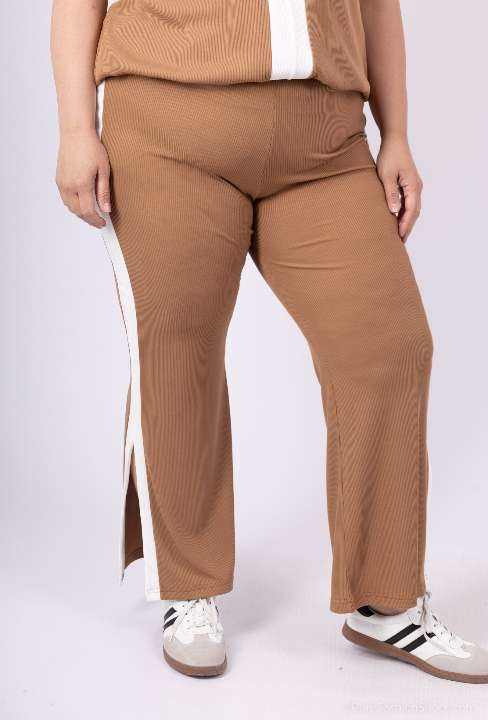 Großhändler 2W Paris - Zwei -Color -Hose der elastischen Größe an der Seite und geteiltem Saum