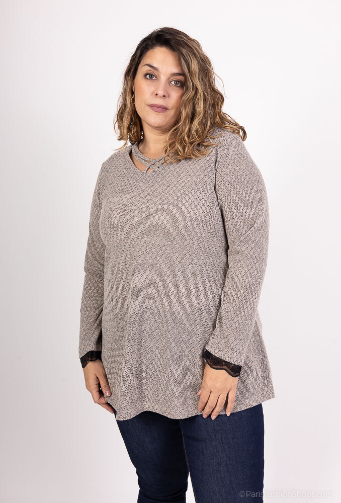 Mayorista 2W Paris - Jerseys de cuello cruzado con mangas con encaje.