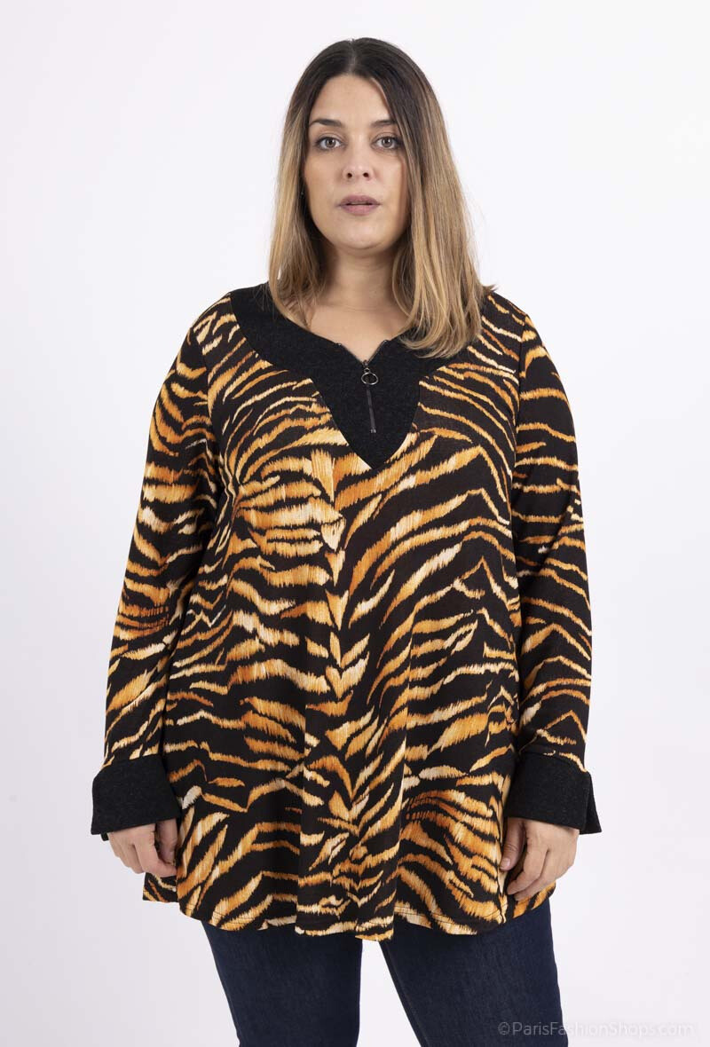 Großhändler 2W Paris - Bedruckte Pullover mit Reißverschluss