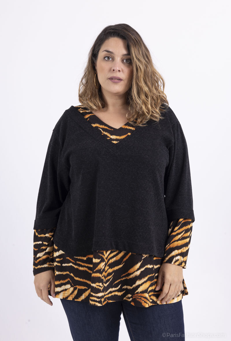 Mayorista 2W Paris - Jersey de punto liso con superposición estampada