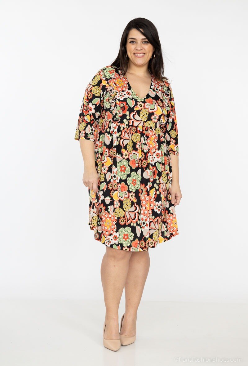 Großhändler 2W Paris - Rüschenkleid mit Blumendruck